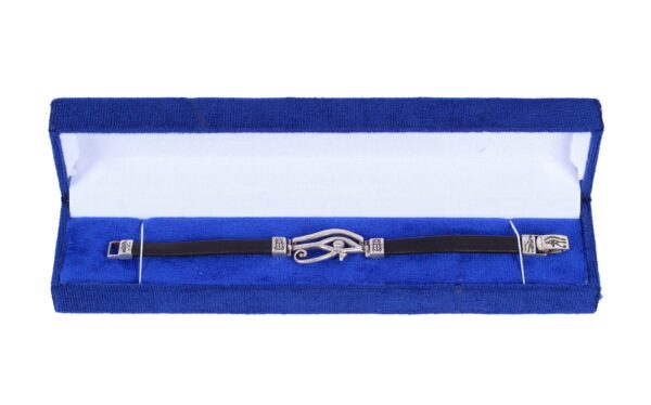 Pulsera de cuero con el ojo de horus en plata