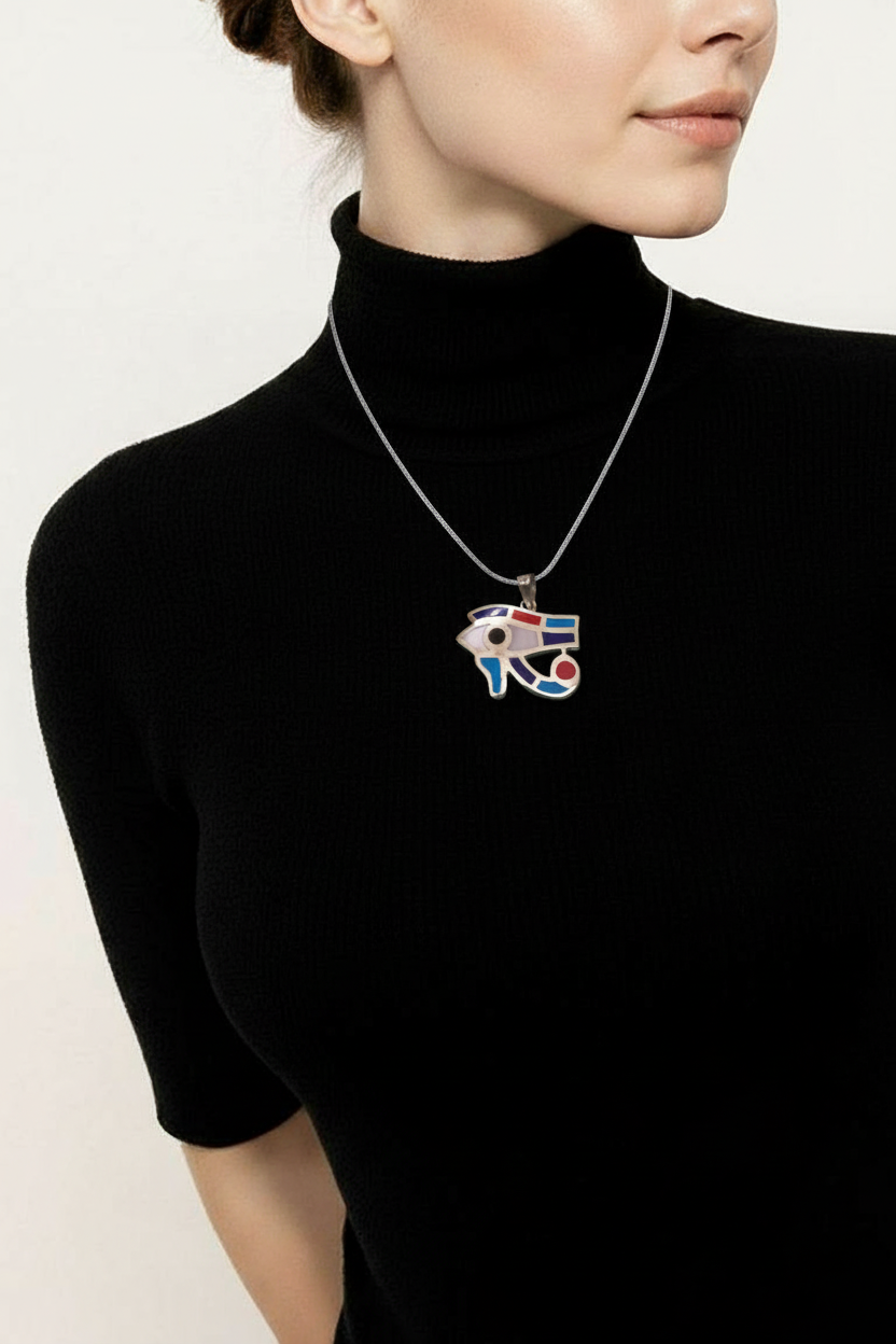 Colgante Ojo de horus en plata 925 con lapizlazuli y turquesa